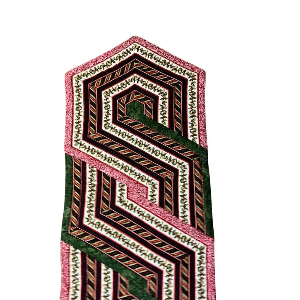 Handmade Christmas Table Runner 19x57 Holiday Decor Used Quilted Reversible